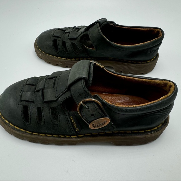 Doc Martens Mary Jane Fisherman Vintage Black Leather Size 11 Made In England - Picture 6 of 13